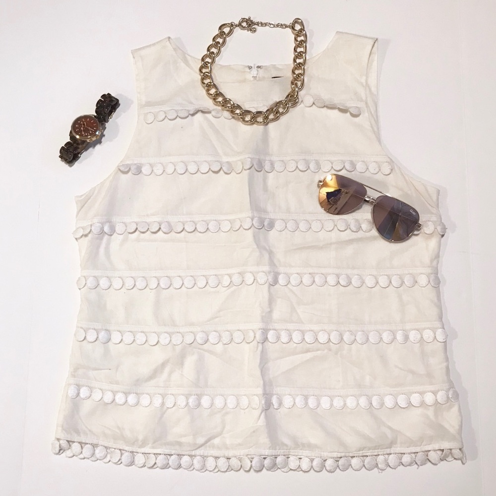 Off White Circle Fringe Blouse